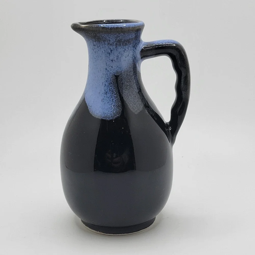 Blue Black Drip Glaze Ceramic Pitcher Vase 4.5